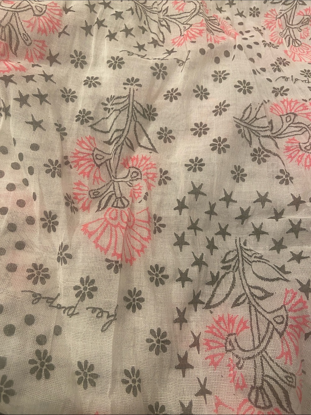 FREE PEOPLE BOHO Floral Cotton Voile BAG - Pink and Gray NEW - Picture 3 of 6